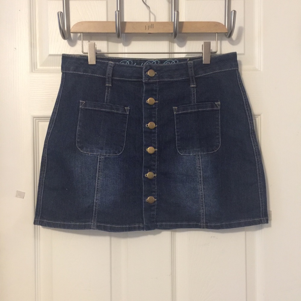 Rebel by Right Button Snap Denim Mini Skirt Sz 9